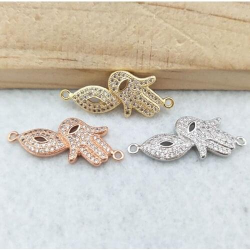 10 Pieces CZ zircon Micro Pave palm Connector,Double Bails Beads Charm,for DIY Bracelets Jewelry Finding CT353