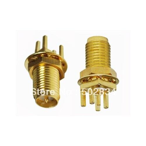 10pcs/lot RP-SMA Female Reverse SMA Jack(plug pin) bulkhead End Launch PCB mount connector