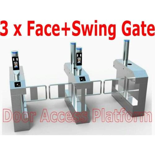 3 pcs of Speed Gate Swing Gate with Facial Recognized Turnstile,Swing arm access controller,Bycle Pedestrian Bike Permit manage
