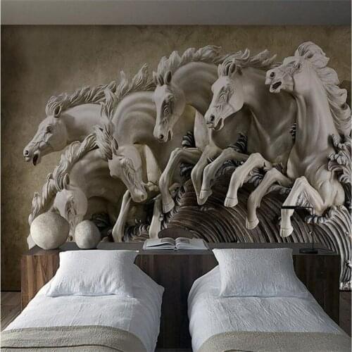 3DBEIBEHANG Wallpaper custom mural wallpaper 3d solid horse embossed lounge bedroom decoration background wall painting wall