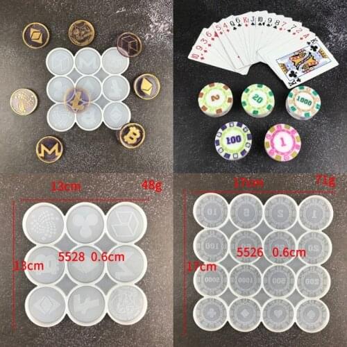 3XUA DIY Poker Chips Game Coins Epoxy Resin Mold Commemorative Coins Silicone Mould