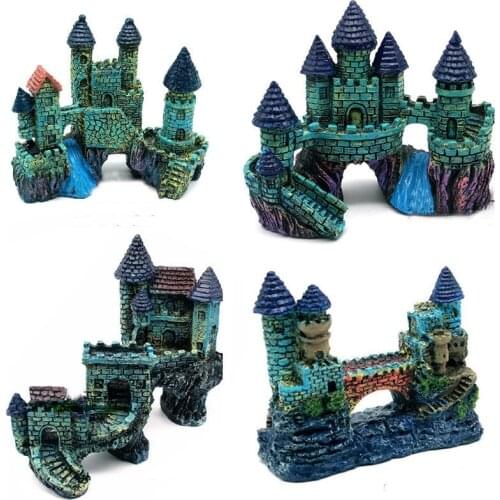 Fish Tank Aquarium Decoration Landscaping Rockery Fish Toy Bridge Artificial Resin European Castle Ornament Aquarium Accessorie