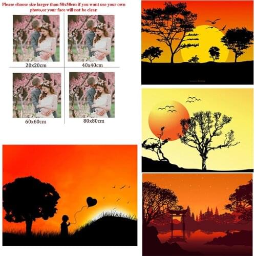 Diamond Painting Landscape Under The Sunset Tree 5D Diy Square Diamond Round Diamond Full Diamond Cross Stitc Mosaic Home Decora