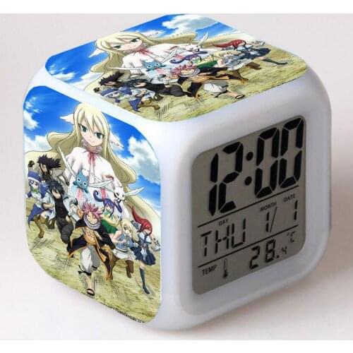 Anime Fairy Tail Cartoon LED 7 Color Flash Digital Alarm Clocks Night Light Bedroom Desk Clock despertador Alarm-Clock
