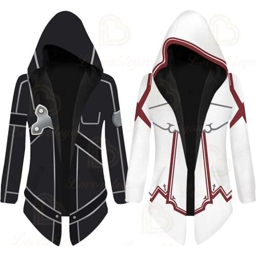Anime Halloween Sword Art Online SAO Cosplay Costumes Long Overcoat Men Women Fleece Winter Trench Coat Unisex