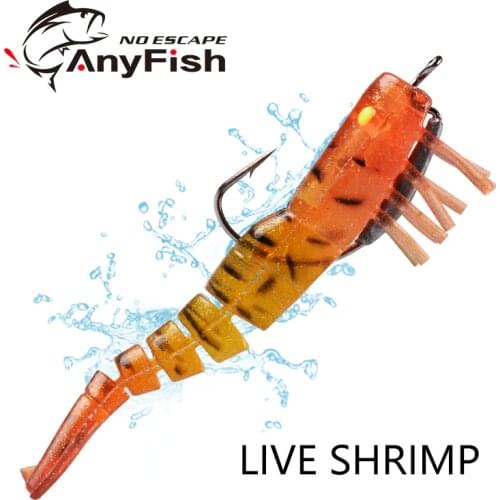 ANYFISH SHRIMP Soft lure 7g/12g 1pcs Artificial baits fishing lure with hooks Fishing Shrimp Bait Jigs Lure Worn Fake Lure Baits