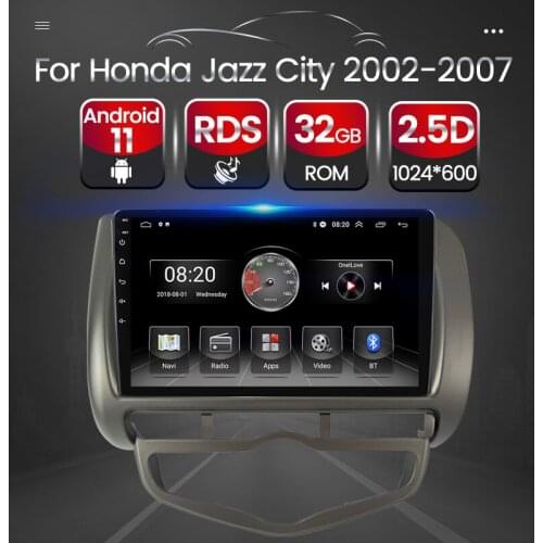 Car RDS FM/AM Stereo Radio Android 11 For Honda Jazz City 2002-2006 2007 2.5D GPS Navigation Video Multimedia Player BT No Dvd