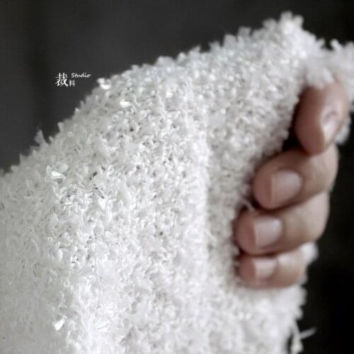 White autumn and winter woolen texture fabric thick coat high-end clothing jacket skirt cloth designer fabrics for patchwork