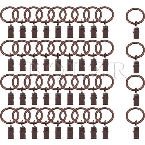 BQLZR 40pcs Iron Decorative Drapery Rings with Clips 2.5x0.35cm Red Bronze