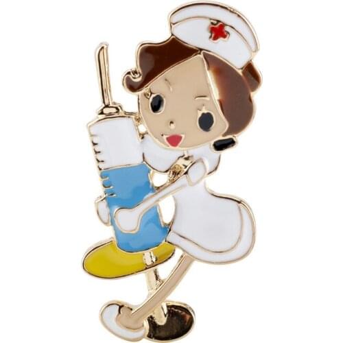 Hot Enamel Medical Brooch Pins Doctor Nurse Stethoscope Syringe Heartbeat Shape Brooches Denim Scarf Lapel Pin Button Badges