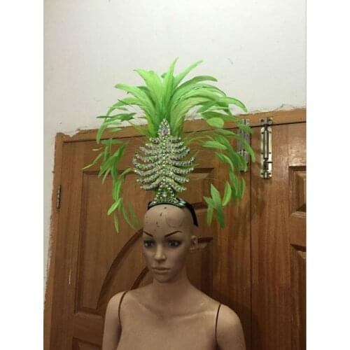 Carnival feather headwear for girls party dancing performance female clothes bow hair headdress dance feather headpiece costume