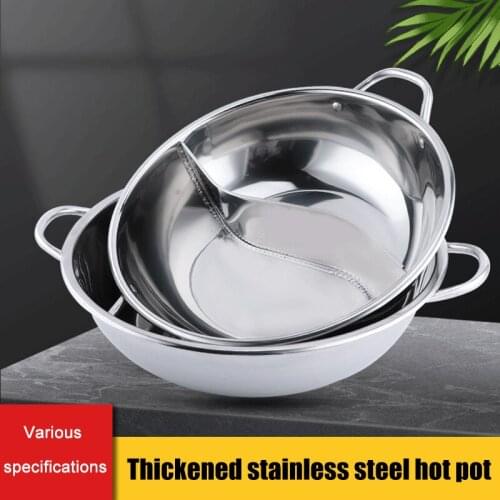 Hot Pot Stainless Steel Divided Extra Smaller Pot 2 Handle Cooking Kitchenware Pot Cooking Supplies 11 12 12.6 13.4 Inch STTA889
