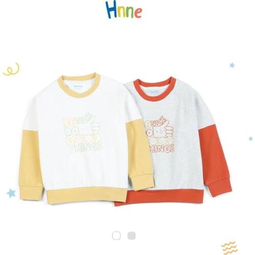 Hnne 2021 Contrast Color Sweatshirts Children Letter Print Hoodies Kids boys Girls Comfortable Shu velveteen Fabric Pullovers