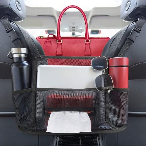Car Storage Net Bag Leather Suspension Type Exquisite Edging Firm Double Day Word Buckle Durable Net Bag