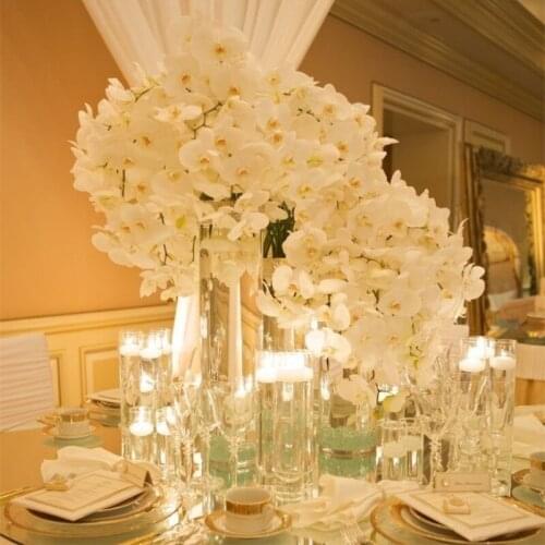 Beautiful 78cm Length Artificial Silk Phalaenopsis Butterfly Orchid Leaf Pot Flower Arrangement For Wedding Birthday Decoration