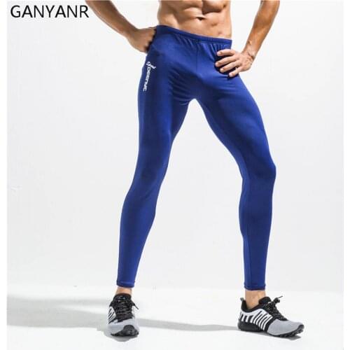 GANYANR Running Tights Men Compression Pants Sport Leggings Yoga Basketball Gym Fitness quick dry Slim Long Athletic Jogging