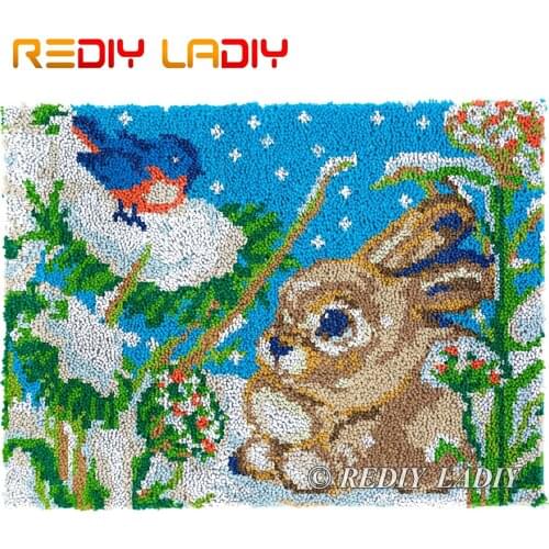 Latch Hook Kits Plush Wall Tapestry Kits DIY Carpet Rug Rabbit Bird Crochet Cushion Floor Mat Thick Yarn Arts & Crafts 81*61cm
