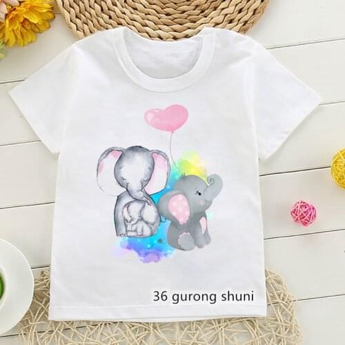 Novelty design girls t shirt cute elephant , balloon graphic print kids tshirt funny animal cartoon boys t-shirt tops wholesale