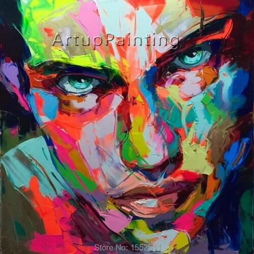 Palette knife painting portrait Palette knife Face Oil painting Impasto figure on canvas Hand painted Francoise Nielly 15-41