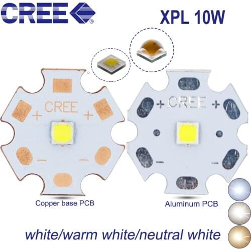 2 pcs 10 w cree xpl V6 v2 xpl-l led emissor de luz branca 6500 k warm white 3000K 3-3.6V com 8mm 12mm 14mm 16mm 20mm PCB
