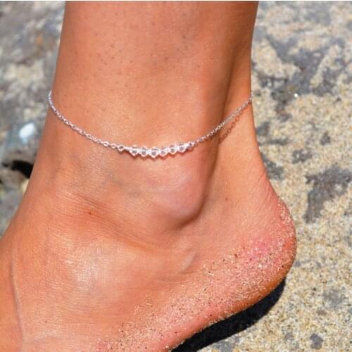 Silver Plated Transparent Beads Ankles Barefoot Chain Beach Jewelry Star Ankle Bracelet Anklet Jewelry Bracelet On The Leg 31