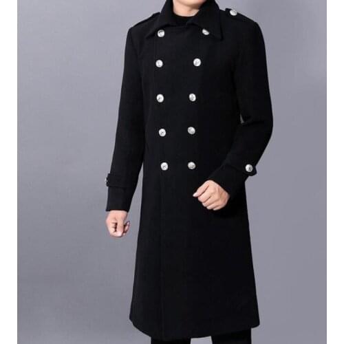 Lapel casual woolen coat men trench coats black long sleeves overcoat mens cashmere coat casaco masculino inverno erkek england