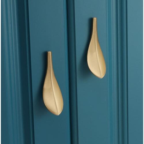 Golden Leaf Shape Cabinet Handle Cabinet Door Bathroom Handle Drawer Closet Cabinet Cupboard Light Luxury Hardware Handle