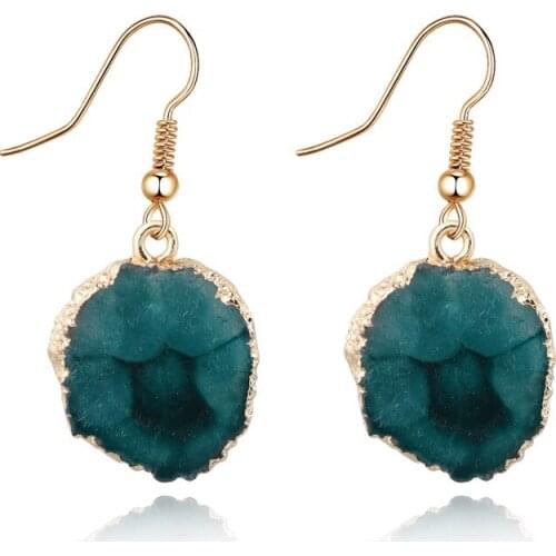 Party Wedding Earring Jewelry Simple Irregular Dark Blue Drop Earrings Acrylic Golden Plated Earring J422