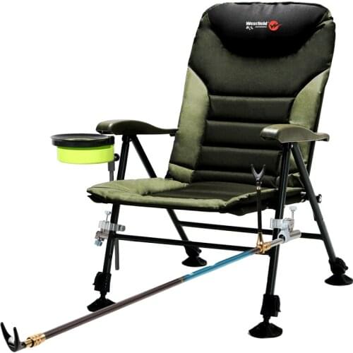 L70 Foldable fishing chair heavy camp / fishing chair adjustable backrest with rod holder and bait cup multi-function household