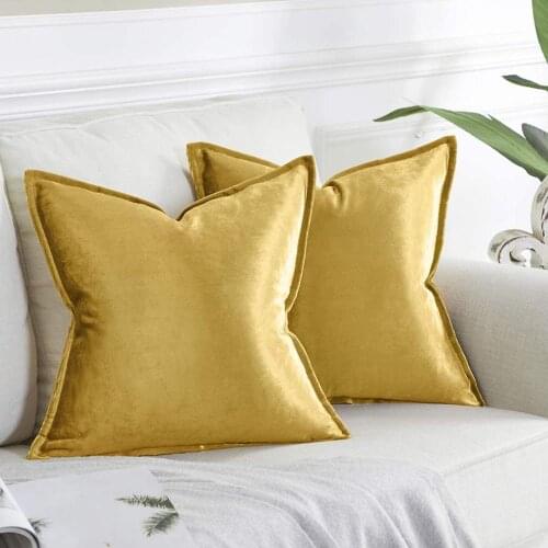 Modern Gold Solid Cushion Covers for Sofa Couch Bed Throw Pillow Covers 45x45 Luxury Velvet Square Pillowcases