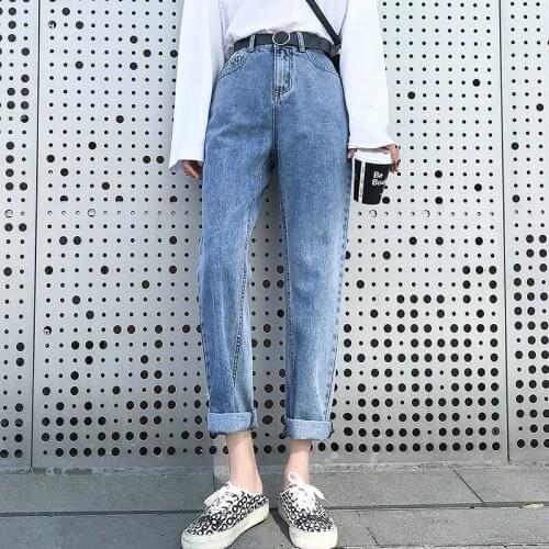 2020 Autumn New Arrival Cotton Cute Animal Embroidered Washed Hong Kong style Loose Leg Jeans