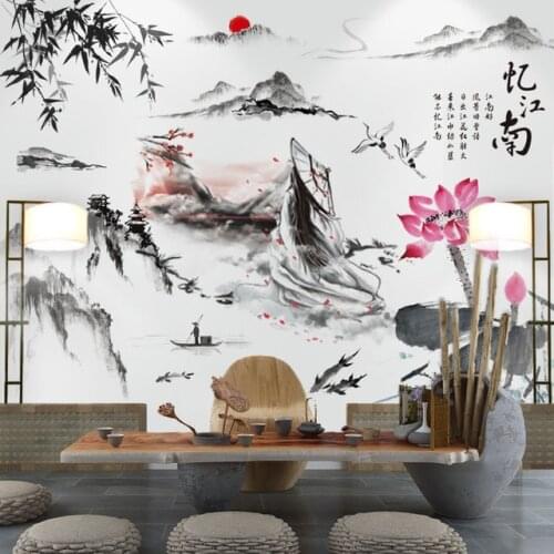 Vinyl Wall Stickers Home Office Decor Tree Decals Art Retro Poster Chinese Style Bamboo Bedroom Living Room Decoration Aesthetic