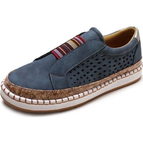 Large Size Hollowed Out Women Flats Elastic Band Round Cap Feet Women Platform Shoes Single Shoes Size 43