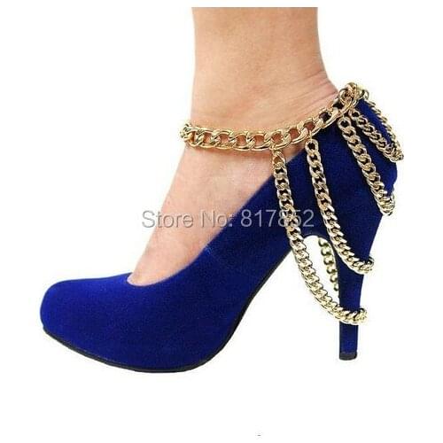 FREE SHIPPING 2014 Style BY-294 Women Fashion Chain Anklet Chunky Chain Four Layers Boots Heels Ankle Chain Jewelry