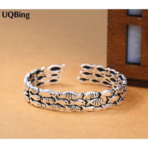 Silver Fish Bangles Jewelry 925 Sterling Silver Cuff Bangles Women Accessories Srebrna bransoletka