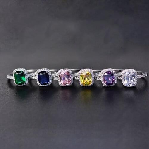 YPAY8 Fashion simple hot ladies S925 sterling silver ring Top quality large zircon wedding lasting color silver ring jewelry