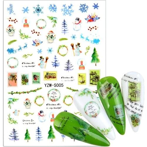 1pcs Christmas Nail Stickers Decals Snow Flakes Xmas Wraps Snowman Winter Nail Art Decorations Manicure Tools Sliders