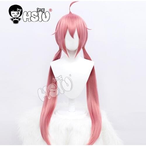 Agamihara Nadeshiko Cosplay Wig Anime Laid Back Camp cosplay「HSIU 」pink double ponytail long Fiber synthetic wig +Free wig cap