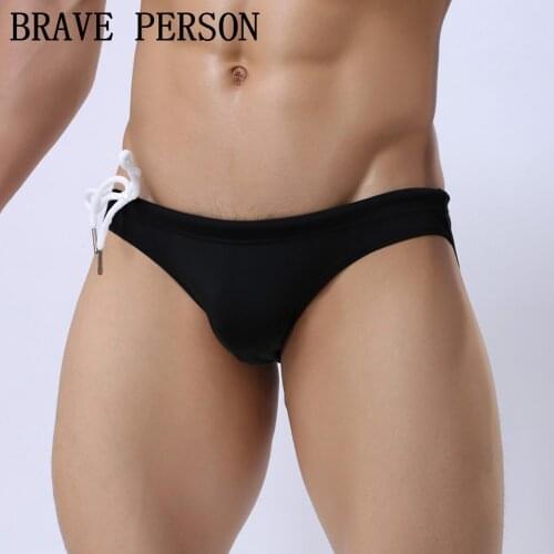 Brave Person 8 Color Sexy Mens Briefs Shorts for Men Swimsuit Beachwear Men Gay Sheer Bikini Bottoms Man Swimwear Plus Size XL