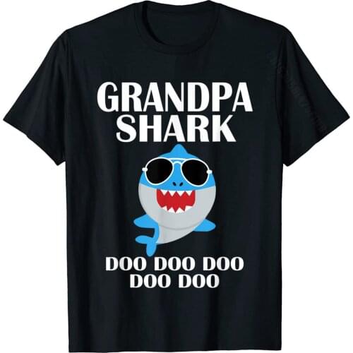 Grandpa Shark Shirt Doo Doo Fathers Day Grandpa Christmas T-Shirt Prevailing Mens Tees Funny Top T-Shirts Cotton Family