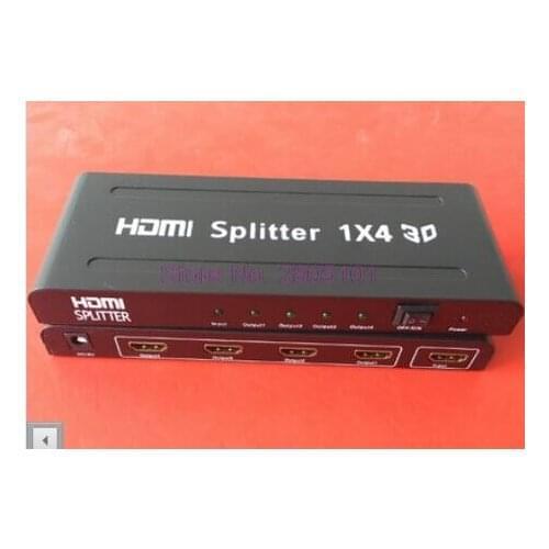 By dhl or ems 100 pieces 4 Port 1x4 HDMI Splitter Converter Support 3D HD 1.3 up to 1080P 1 Input 4 output Amplifier & adapter