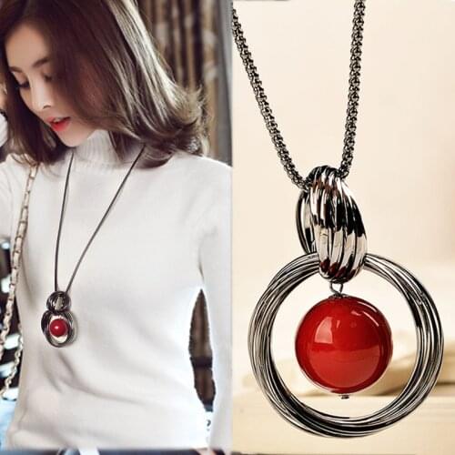 Long Sweater Necklaces with Bead Women Femme Mujer Collier Sautoir Long Collane Donna Collares Largos De Moda 2018 Collana Lunga