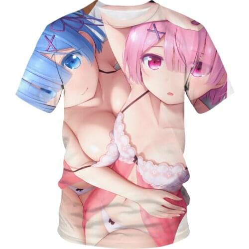 Re Zero Rem Ram 3D Print T-shirt Cute Kawaii Girl Anime Streetwear Men Women Casual Fashion T Shirt Harajuku Hip Hop Tops