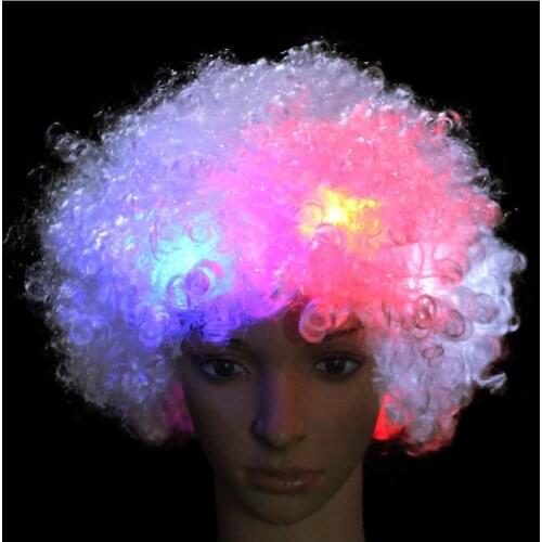 Luminous Headgear Hat Explosive Head Wig LED Flash Headdress Clown Wig Fans Supplies Adult Party performance White