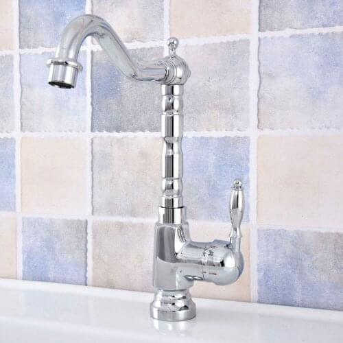 Chrome Polished Brass Kitchen Faucet 360 Swivel Bathroom Basin Sink Mixer Tap