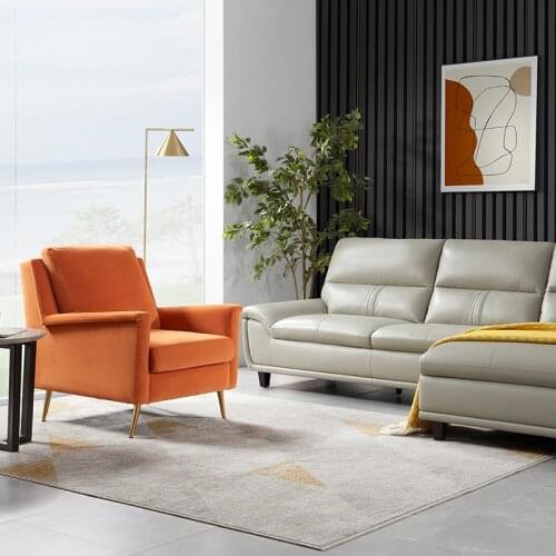 Italian light luxury flannel single bedroom living room small family fabric sofa leisure chair XJ