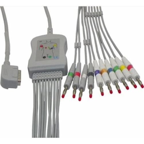 15pcs/lot Compatible for KANZ ECG 108/110 Cardico 302/601/1210/1211 ECG EKG Cable with leadwires 10 leads 4.0 Banana end cable