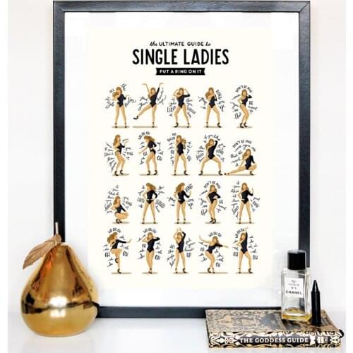 Canvas Painting Single Ladies Dance Music Poster Queen Gift Funny Fun Pop Art Wall Art Lyrics Prints for Living Room Decoration