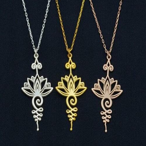 Necklace Classical Elegant Metal Han Culture Lotus Geometrical Alloy Pendant Necklace for Decoration