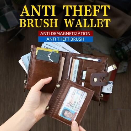 Anti-rfid & NFC Men Wallet Genuine Leather Portomonee PORTFOLIO Credit Card Money Bag For Ladies Multi-function Male Coin Purse